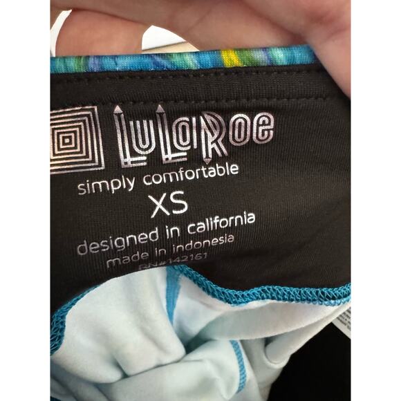 LuLaRoe Womens Leggings Sz XS Jade Athletic Capris Activewear Peacock Blue NEW - Picture 10 of 10